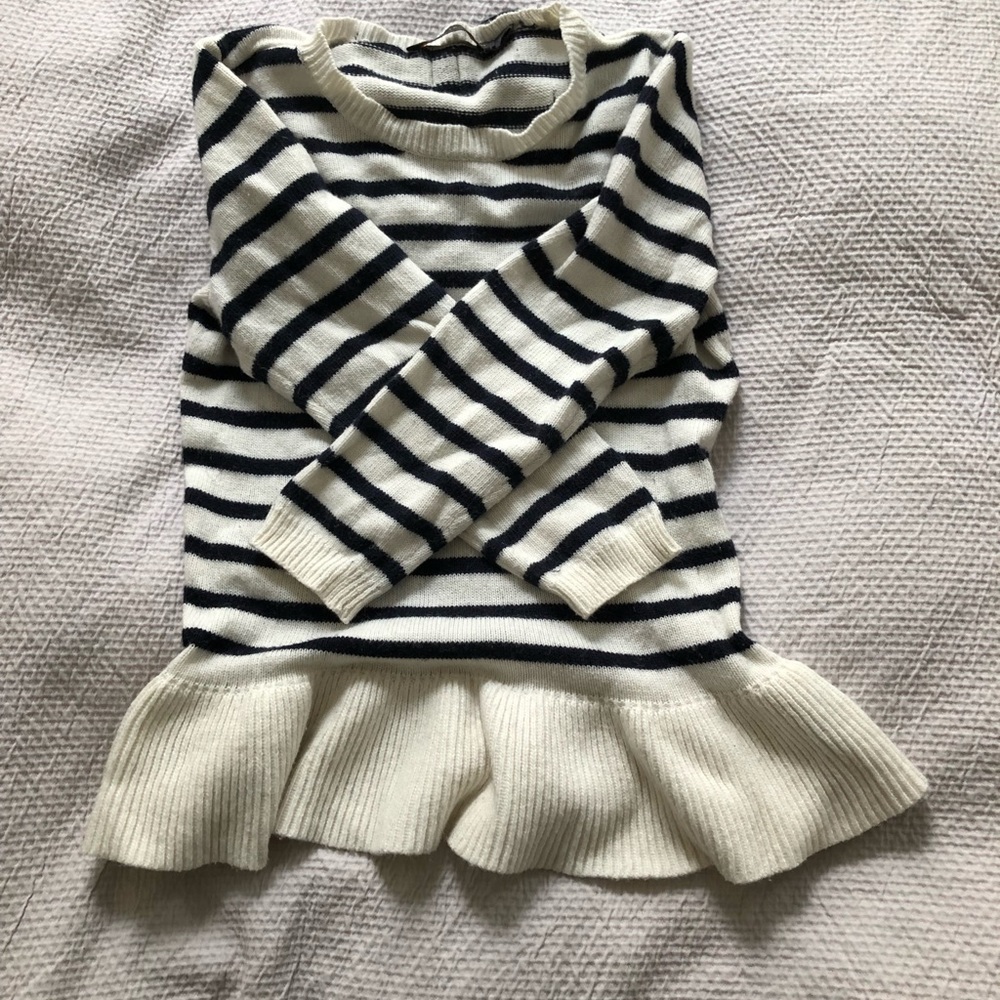 Blue and white striped sweater